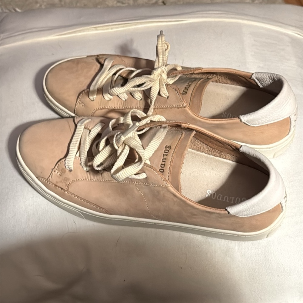 Soludos The Ibiza classic sneaker leather Women's champagne white Sneakers‎ 9.5 - Picture 6 of 16